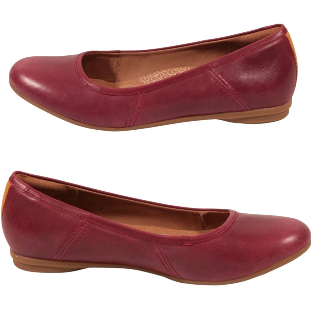Clarks Canebay Plain Womens Ballet Flat Wine Leather US Size‎ 6.5 M (61487) NEW
